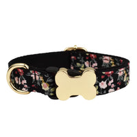HKM-013843 Nylon Printed Grid Design Dog Collar with Bone Buckle