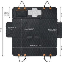 HKM-910867 Three-in-One Machine Washable Travel Car Mat for Cats and Dogs, Black Cloth Seat Cushion, 137*149 cm