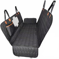 HKM-910867 Three-in-One Machine Washable Travel Car Mat for Cats and Dogs, Black Cloth Seat Cushion, 137*149 cm