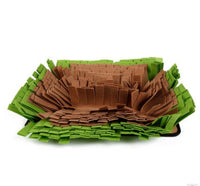 HKM-750355 Washable Snuffle Mat for Dogs and Cats - Pet Puzzle Blanket for Scent Training, Dark Grey and Green Brown
