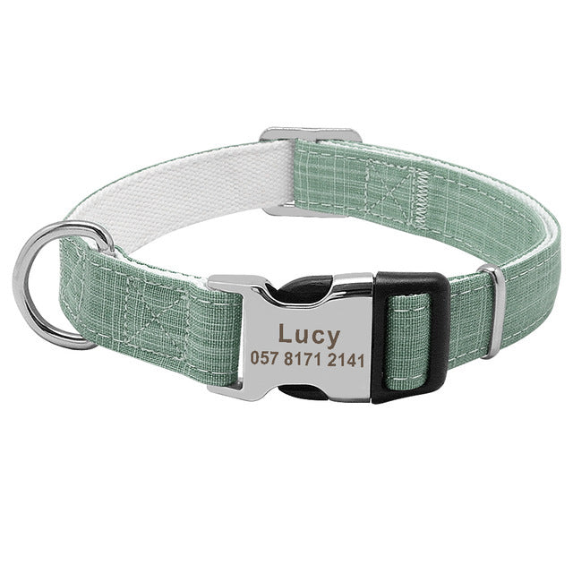 HKM-245011 Customizable Engraved Anti-Lost Dog Collar with Adjustable Alloy Lock for Medium to Large Breeds