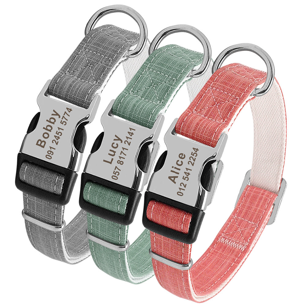 HKM-245011 Customizable Engraved Anti-Lost Dog Collar with Adjustable Alloy Lock for Medium to Large Breeds