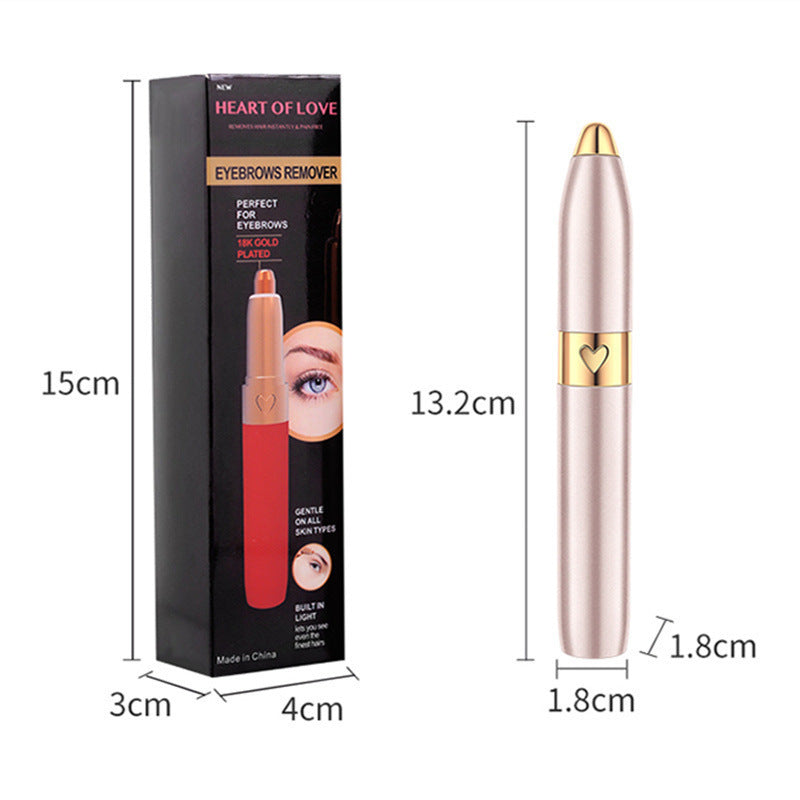 HKM-625747 USB Rechargeable Electric Eyebrow Trimmer for Facial Hair Removal in Champagne Gold, Red, and White