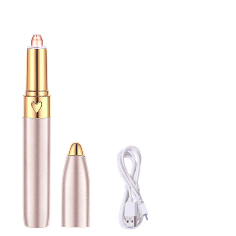 HKM-625747 USB Rechargeable Electric Eyebrow Trimmer for Facial Hair Removal in Champagne Gold, Red, and White