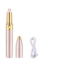 HKM-625747 USB Rechargeable Electric Eyebrow Trimmer for Facial Hair Removal in Champagne Gold, Red, and White