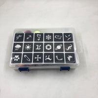 HKM-602195 Fantasy Gold Powder Temporary Tattoo Paste Set with 30 Color Flash Powders and 6 Luminous Powders