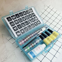 HKM-602195 Fantasy Gold Powder Temporary Tattoo Paste Set with 30 Color Flash Powders and 6 Luminous Powders