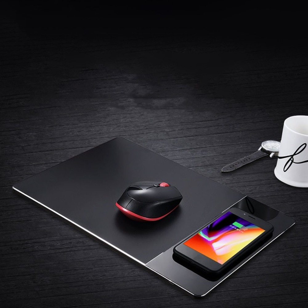 KTX-187219 Aluminum Alloy Wireless Charger Mouse Pad with Non-Slip Base and Safety Features