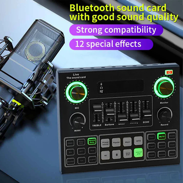 KTX-326227 V9 Sound Card Audio Interface for Live Streaming and Podcasting on Phone and PC