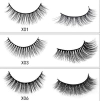 HKM-664595 Natural 3D Mink Eyelashes - 3 Pairs of Handcrafted Long False Lashes with Cotton Stems