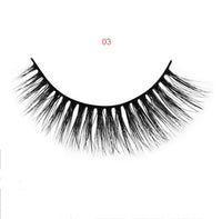 HKM-664595 Natural 3D Mink Eyelashes - 3 Pairs of Handcrafted Long False Lashes with Cotton Stems