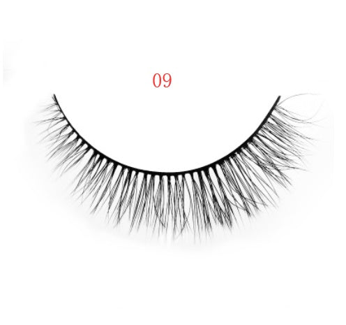 HKM-664595 Natural 3D Mink Eyelashes - 3 Pairs of Handcrafted Long False Lashes with Cotton Stems