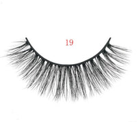 HKM-664595 Natural 3D Mink Eyelashes - 3 Pairs of Handcrafted Long False Lashes with Cotton Stems