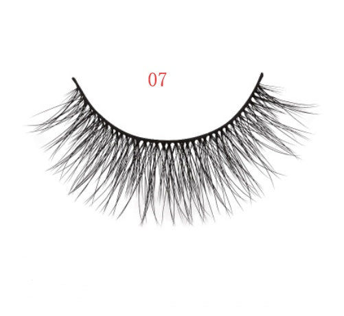 HKM-664595 Natural 3D Mink Eyelashes - 3 Pairs of Handcrafted Long False Lashes with Cotton Stems