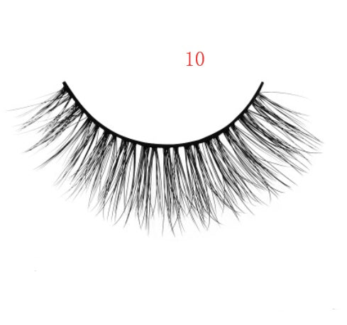 HKM-664595 Natural 3D Mink Eyelashes - 3 Pairs of Handcrafted Long False Lashes with Cotton Stems