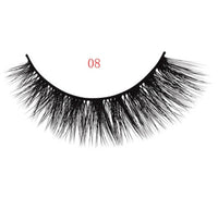 HKM-664595 Natural 3D Mink Eyelashes - 3 Pairs of Handcrafted Long False Lashes with Cotton Stems