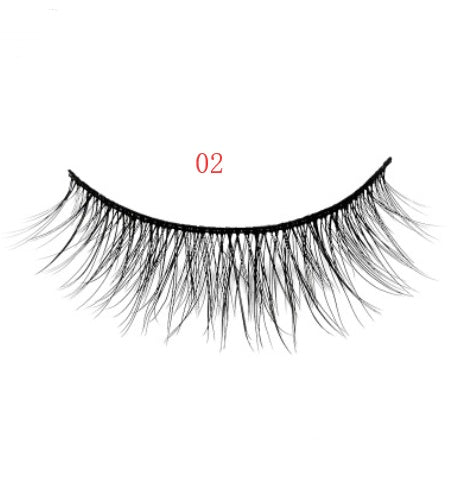 HKM-664595 Natural 3D Mink Eyelashes - 3 Pairs of Handcrafted Long False Lashes with Cotton Stems
