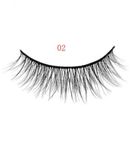HKM-664595 Natural 3D Mink Eyelashes - 3 Pairs of Handcrafted Long False Lashes with Cotton Stems