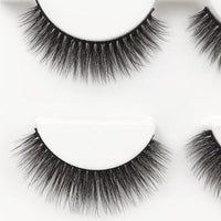 HKM-664595 Natural 3D Mink Eyelashes - 3 Pairs of Handcrafted Long False Lashes with Cotton Stems
