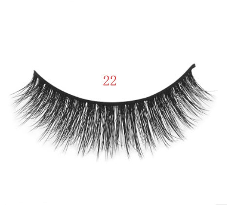 HKM-664595 Natural 3D Mink Eyelashes - 3 Pairs of Handcrafted Long False Lashes with Cotton Stems