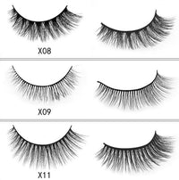 HKM-664595 Natural 3D Mink Eyelashes - 3 Pairs of Handcrafted Long False Lashes with Cotton Stems