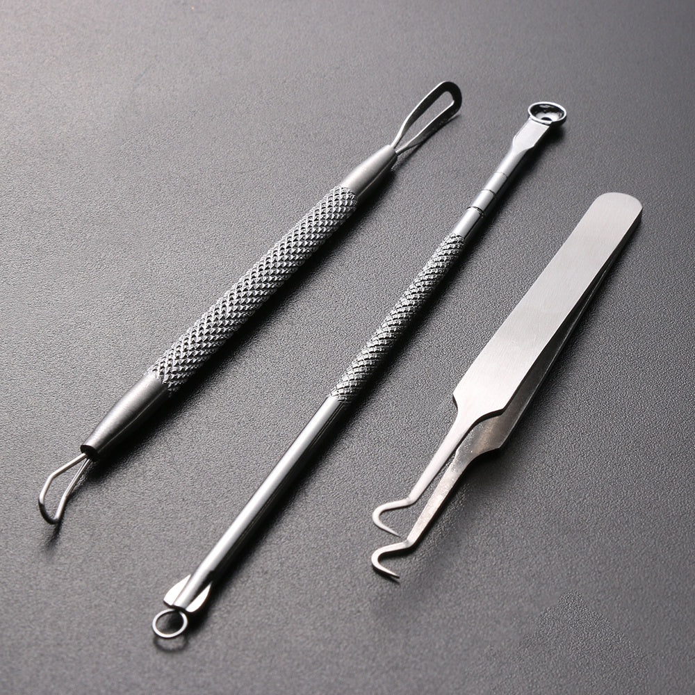 HKM-559059 Stainless Steel Acne Needle Set - 8-Piece Tool Kit for Blackhead Removal and Acne Care