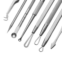 HKM-559059 Stainless Steel Acne Needle Set - 8-Piece Tool Kit for Blackhead Removal and Acne Care