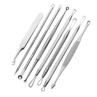 HKM-559059 Stainless Steel Acne Needle Set - 8-Piece Tool Kit for Blackhead Removal and Acne Care