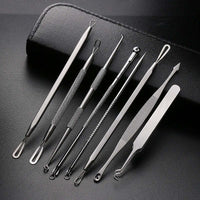 HKM-559059 Stainless Steel Acne Needle Set - 8-Piece Tool Kit for Blackhead Removal and Acne Care