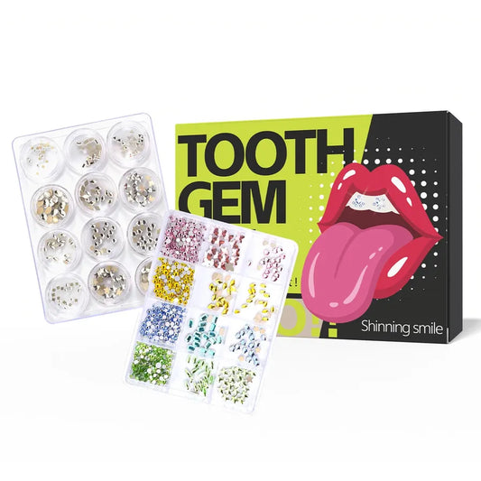 JMT-744074 Radiant Smile 18K Gold Tooth Gems Kit with Shimmering Colors and Shapes