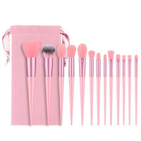 HKM-567123 13-Piece Makeup Brush Set with Wooden Handles and Cloth Bag for All Seasons