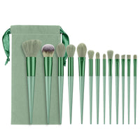 HKM-567123 13-Piece Makeup Brush Set with Wooden Handles and Cloth Bag for All Seasons