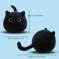 HKM-271507 Fluffy Black Cat Plush Toy - Soft Stuffed Animal Cushion for Home Decor and Kids' Gifts