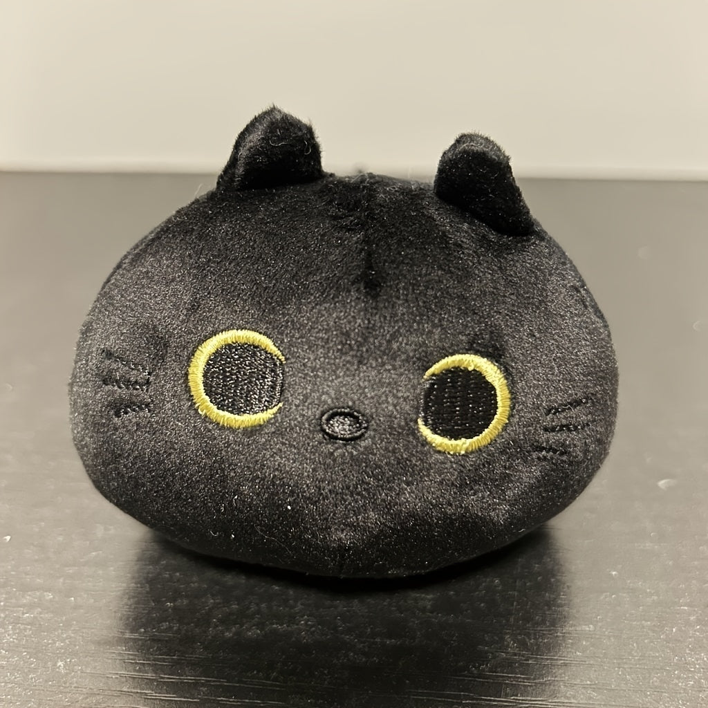 HKM-271507 Fluffy Black Cat Plush Toy - Soft Stuffed Animal Cushion for Home Decor and Kids' Gifts