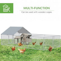 HKM-841875 Large Walk-In Metal Chicken Coop with Waterproof UV Cover – Spacious Outdoor Enclosure for Poultry and Small Animals, 19.7' x 9.8' x 6.4'