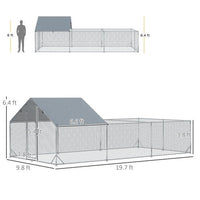 HKM-841875 Large Walk-In Metal Chicken Coop with Waterproof UV Cover – Spacious Outdoor Enclosure for Poultry and Small Animals, 19.7' x 9.8' x 6.4'