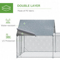 HKM-841875 Large Walk-In Metal Chicken Coop with Waterproof UV Cover – Spacious Outdoor Enclosure for Poultry and Small Animals, 19.7' x 9.8' x 6.4'