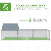 HKM-841875 Large Walk-In Metal Chicken Coop with Waterproof UV Cover – Spacious Outdoor Enclosure for Poultry and Small Animals, 19.7' x 9.8' x 6.4'