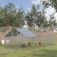 HKM-841875 Large Walk-In Metal Chicken Coop with Waterproof UV Cover – Spacious Outdoor Enclosure for Poultry and Small Animals, 19.7' x 9.8' x 6.4'