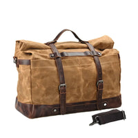 HKM-286227 Large Capacity Waterproof Travel Bag with Oil Wax Canvas and Crazy Horse Cowhide Accents
