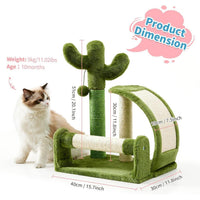 HKM-496083 Cactus-Shaped Natural Sisal Rope Cat Scratching Post with Sturdy Base and Easy Assembly