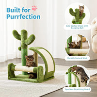 HKM-496083 Cactus-Shaped Natural Sisal Rope Cat Scratching Post with Sturdy Base and Easy Assembly