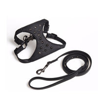 HKM-371475 Adjustable Stylish Studded Leather Dog Vest with Leash