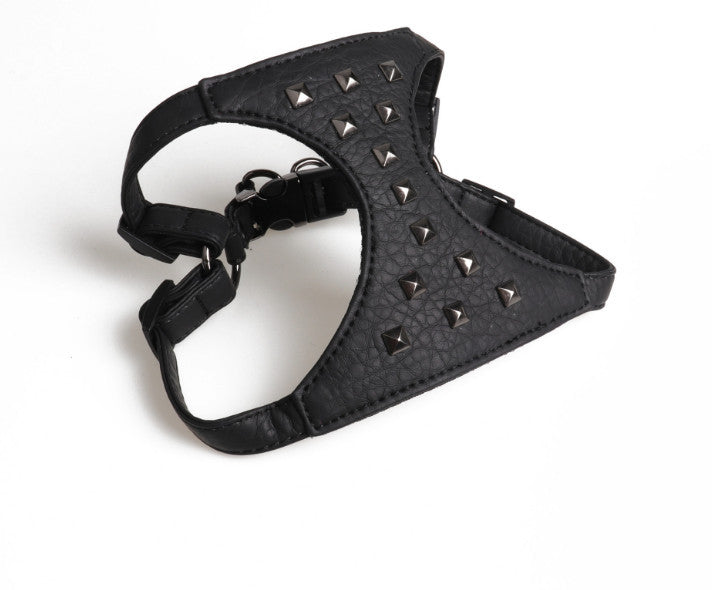 HKM-371475 Adjustable Stylish Studded Leather Dog Vest with Leash