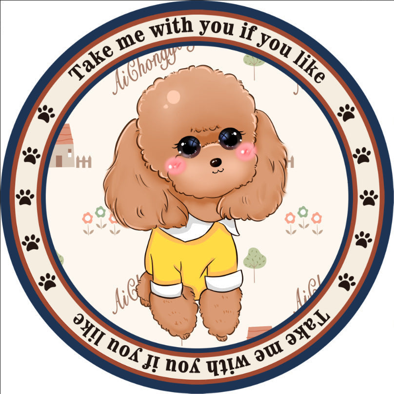 HKM-684307 Cartoon Dog Carpet for All Seasons - Non-Slip Round Pet Mat in Two Sizes