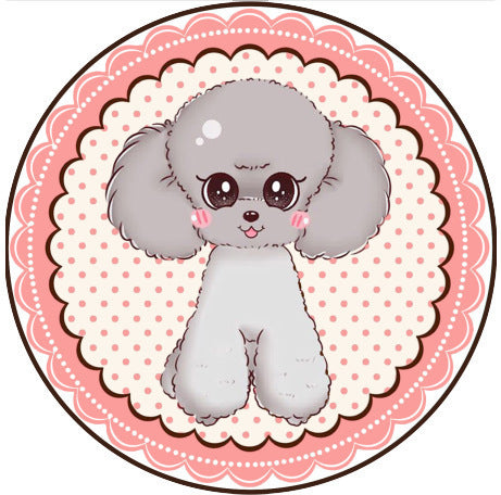 HKM-684307 Cartoon Dog Carpet for All Seasons - Non-Slip Round Pet Mat in Two Sizes