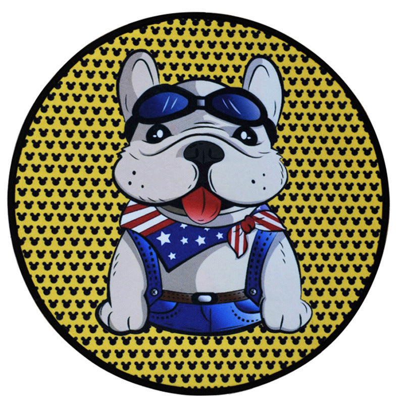 HKM-684307 Cartoon Dog Carpet for All Seasons - Non-Slip Round Pet Mat in Two Sizes