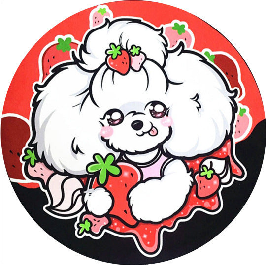 HKM-684307 Cartoon Dog Carpet for All Seasons - Non-Slip Round Pet Mat in Two Sizes