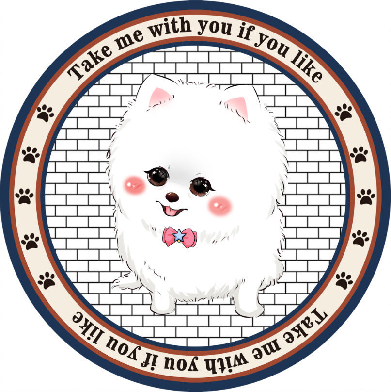 HKM-684307 Cartoon Dog Carpet for All Seasons - Non-Slip Round Pet Mat in Two Sizes