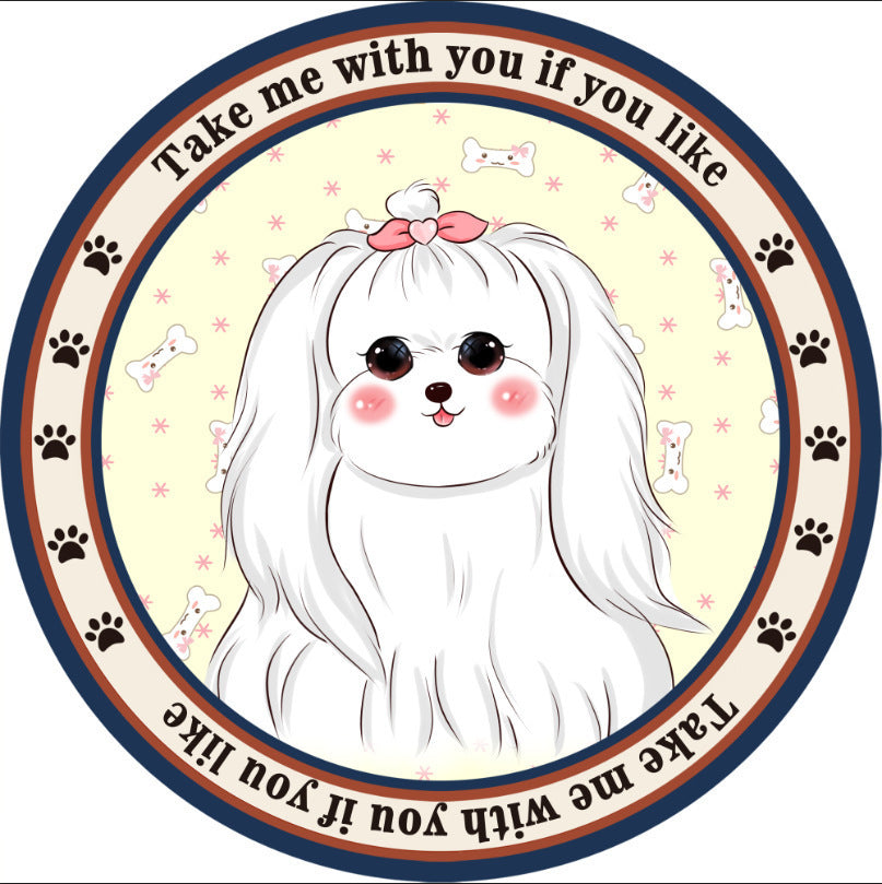 HKM-684307 Cartoon Dog Carpet for All Seasons - Non-Slip Round Pet Mat in Two Sizes
